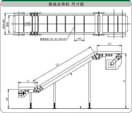 爬坡網(wǎng)帶輸送機示意圖紙 爬坡網(wǎng)帶輸送機示意圖紙